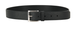 Prada Square Buckle Belt, Mens, Saffiano, Black, 90 CM, 3*