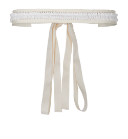 Prada Grosgrain Beaded Belt, Cotton, White/Cream, MII, B, 3*