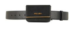 Prada Logo Belt Bag, Saffiano Leather, Black, Sz 30/75, 2*