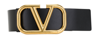 Valentino VLogo Signature Reversible Belt, &pound;250, Accessories, Black, Leather, Front view