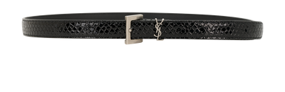 Saint Laurent Cassandre Croc-Embossed Belt, &pound;275, Accessories, Black, Leather, Front view