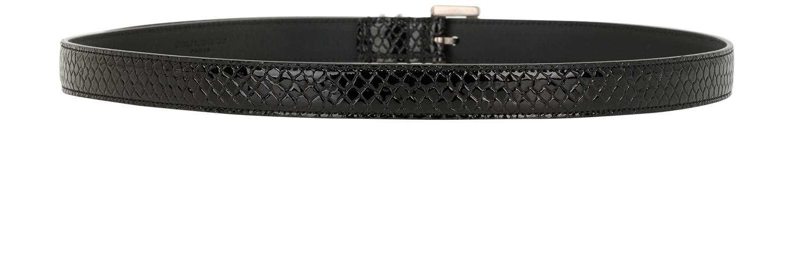 Saint Laurent Cassandre Croc-Embossed Belt, &pound;275, Accessories, Black, Leather, Back view
