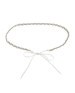 Saint Laurent Braided Waist Belt, Leather, White, 95cm, DB, 4*