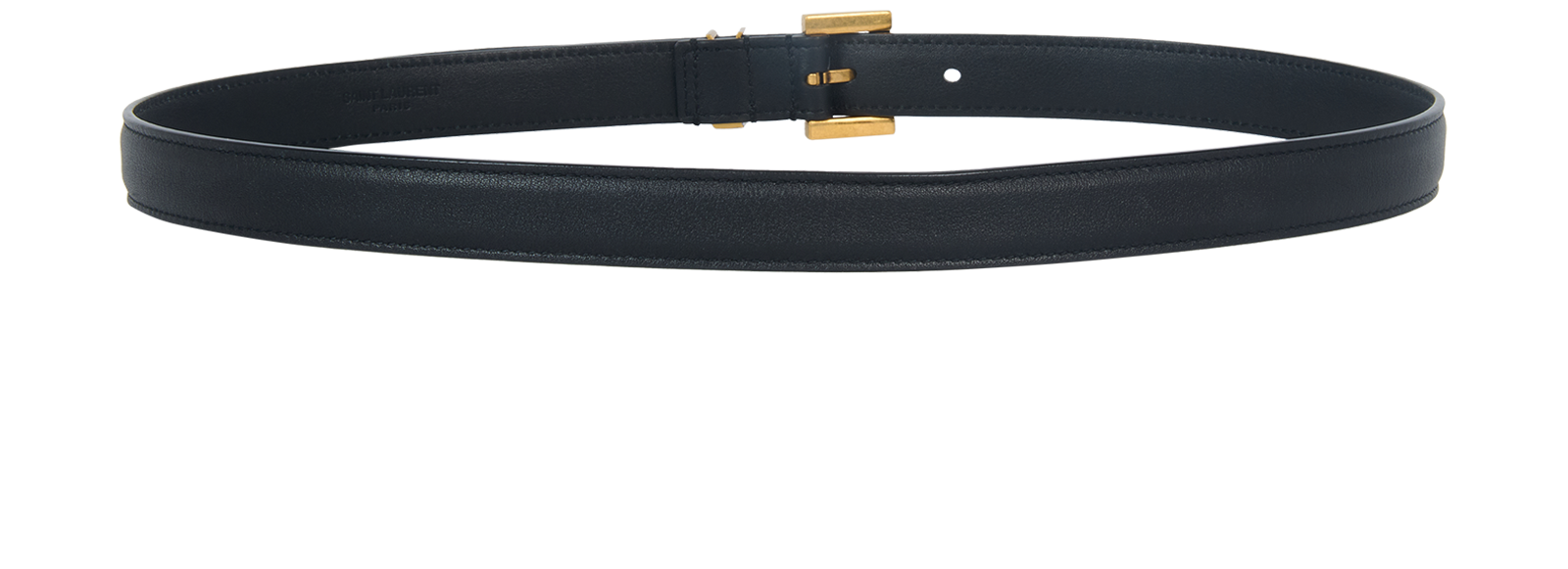 Saint Laurent Logo Slim Belt, &pound;220, Accessories, Black, Leather, Back view