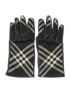 Burberry Plaid Pattern Gloves, &pound;60, Accessories, Black, Leather/Wool, Front view