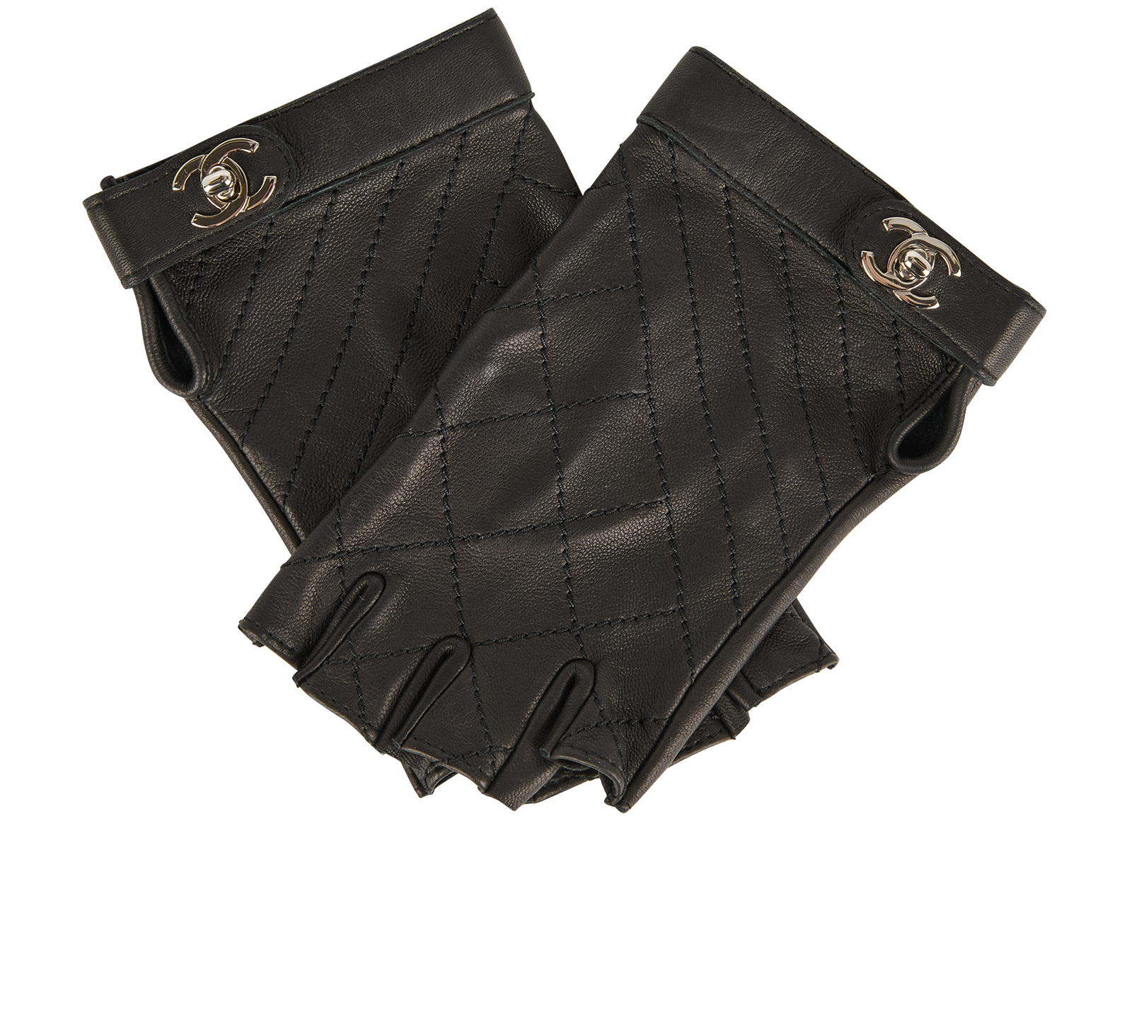 Chanel Fingerless CC Turn-Lock Gloves, &pound;650, Accessories, Black, Leather, Other view