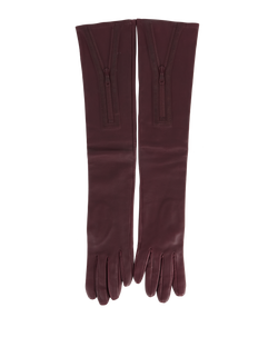 Mulberry Long Gloves, Leather, Burgundy, MII, Sz M, 2*