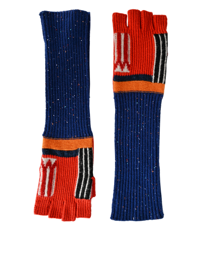 Burberry Fingerless Gloves, &pound;110, Accessories, Blue/Red/White, Cashmere, Front view