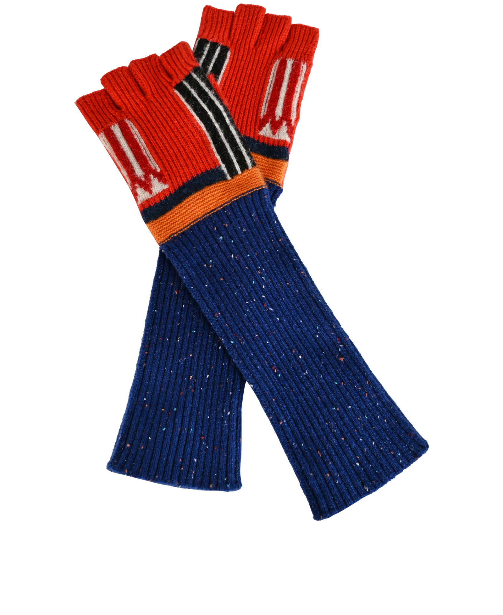 Burberry Fingerless Gloves, &pound;110, Accessories, Blue/Red/White, Cashmere, Other view