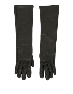 Chanel CC & Dotted Long Gloves, Lamb, Black, Sz 6.5, 2*