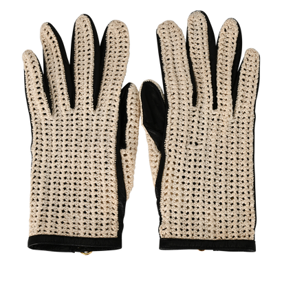 Chanel Crochet Gloves, &pound;350, Accessories, Black/White, Fabric, Front view