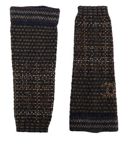 Chanel Embellished CC Knit Arm Warmer, &pound;250, Accessories, Brown/Grey, Rayon (Polymer)/Wool, Front view