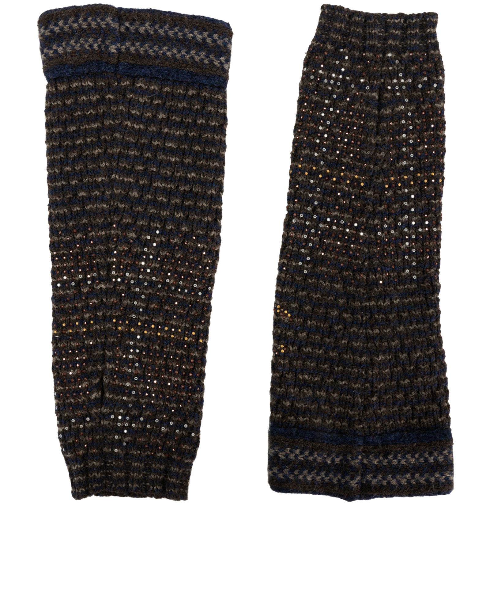 Chanel Embellished CC Knit Arm Warmer, &pound;250, Accessories, Brown/Grey, Rayon (Polymer)/Wool, Back view