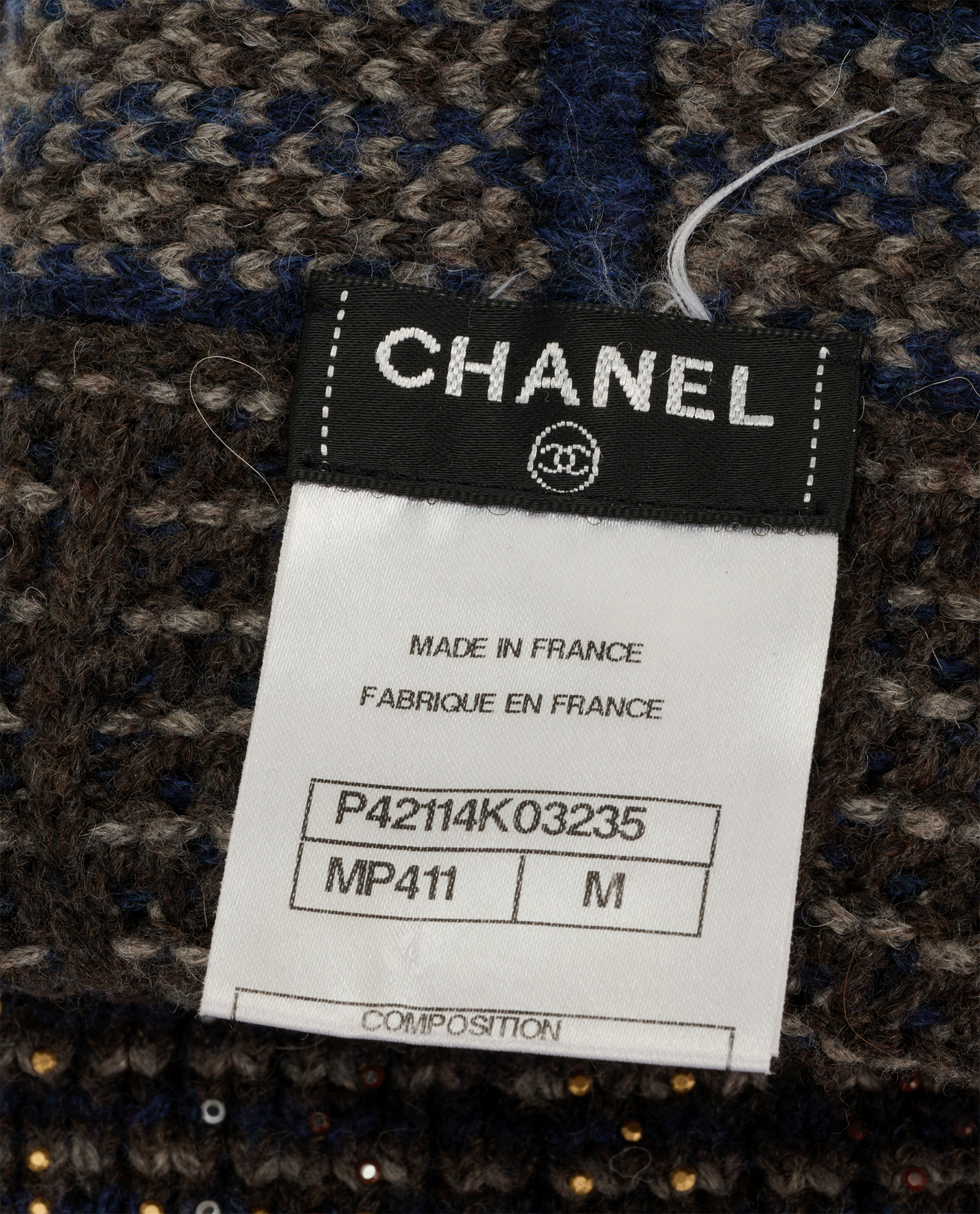 Chanel Embellished CC Knit Arm Warmer, &pound;250, Accessories, Brown/Grey, Rayon (Polymer)/Wool, Other view