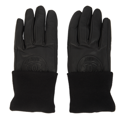 Chanel CC Gloves, &pound;350, Accessories, Black, Leather, Front view