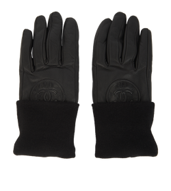 Chanel CC Gloves, Leather, Black, MIF, Sz7.5, 2*