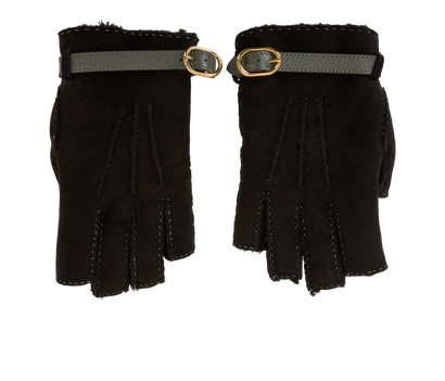 Gucci Belted Mittens, &pound;140, Accessories, Black, Shearling, Front view