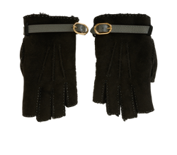 Gucci Belted Mittens, Shearling, Black, Sz S, DB, 3*