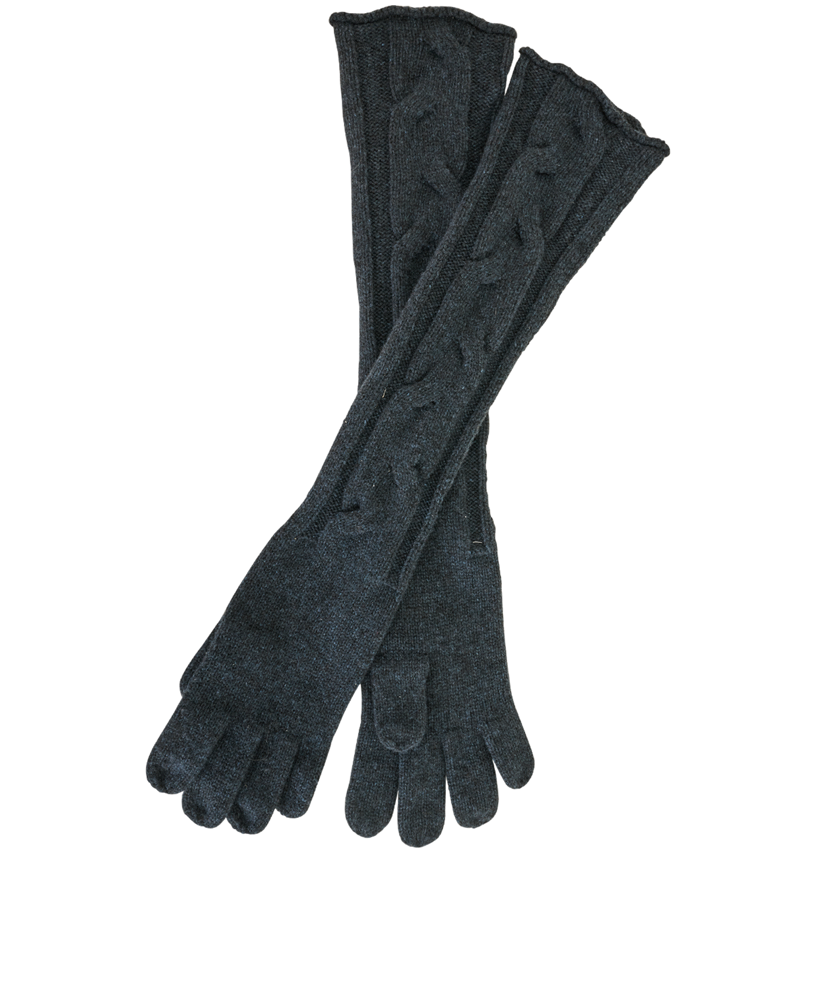 Loro Piana Cable Knit Long Gloves, &pound;120, Accessories, Blue, Cashmere, Other view