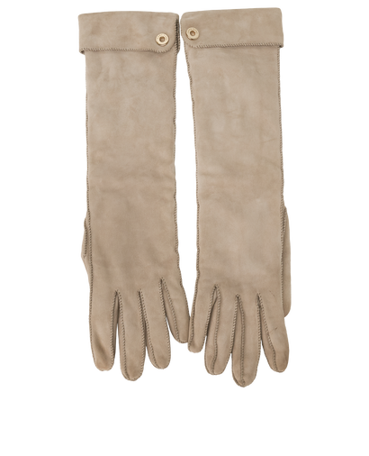 Loro Piana Logo Plate Long Gloves, &pound;150, Accessories, Grey, Front view