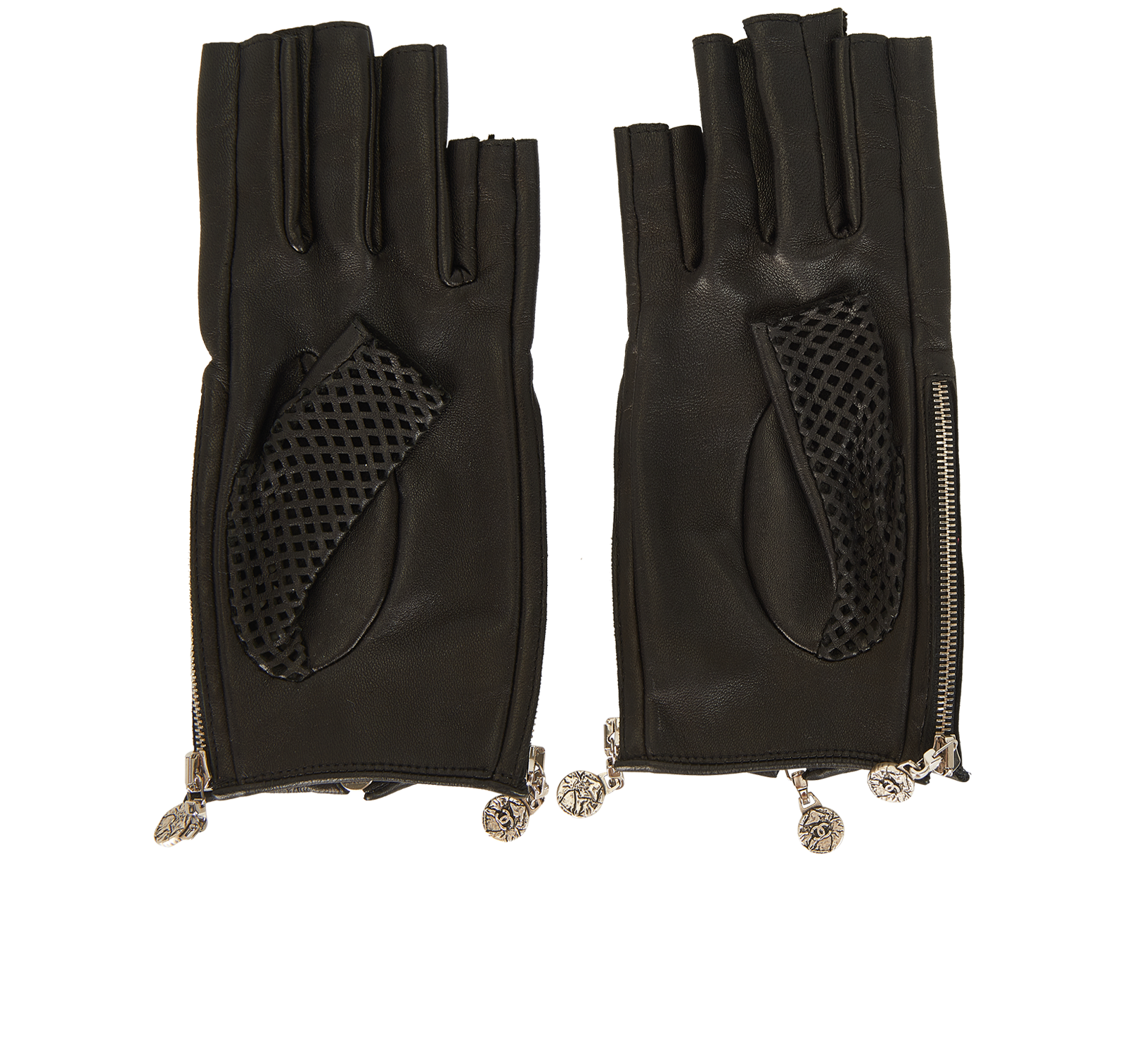 Chanel Fingerless Zip Gloves, &pound;470, Accessories, Black, Lambskin Leather, Back view