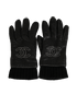Chanel CC Gloves, &pound;295, Accessories, Black, Cashmere/Leather, Front view