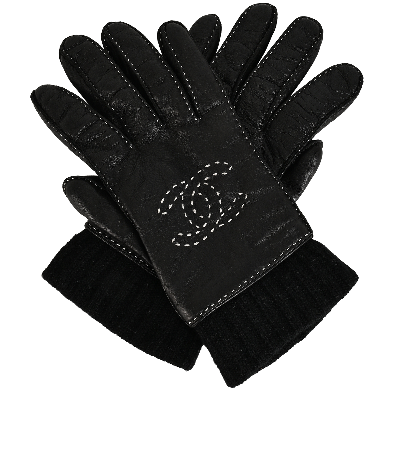 Chanel CC Gloves, &pound;295, Accessories, Black, Cashmere/Leather, Other view