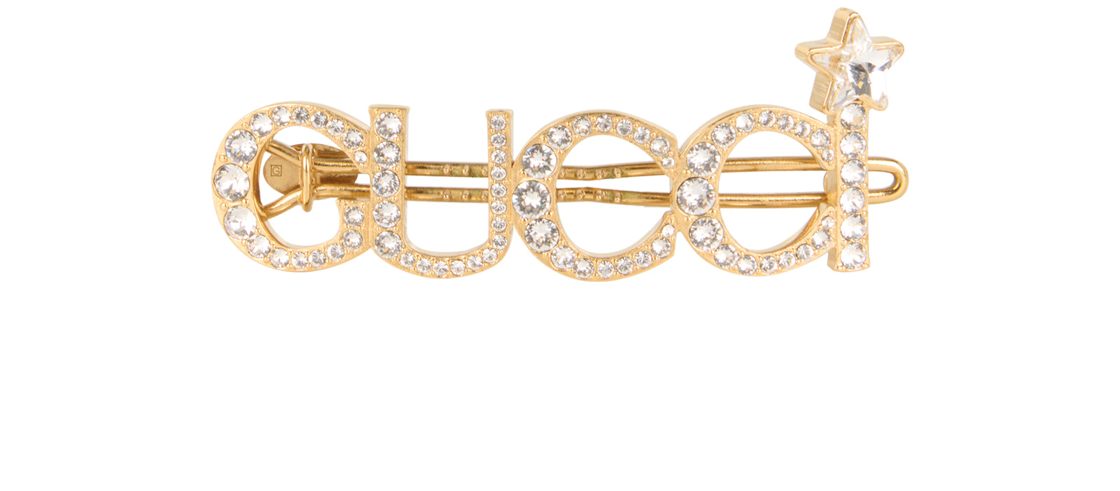 GUCCI CRYSTAL-EMBELLISHED LOGO HAIR CLIP Gucci Double G Logo Hair Clip - Silver Hair Accessories  main image 3