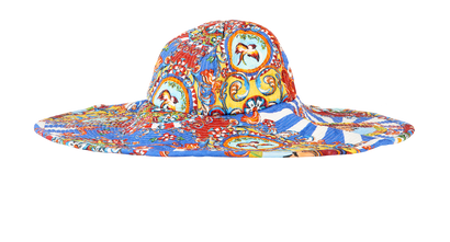 Dolce & Gabbana Sicily Print Sun Hat, £250, Accessories, Blue/Red, Cotton/Viscose, Front view