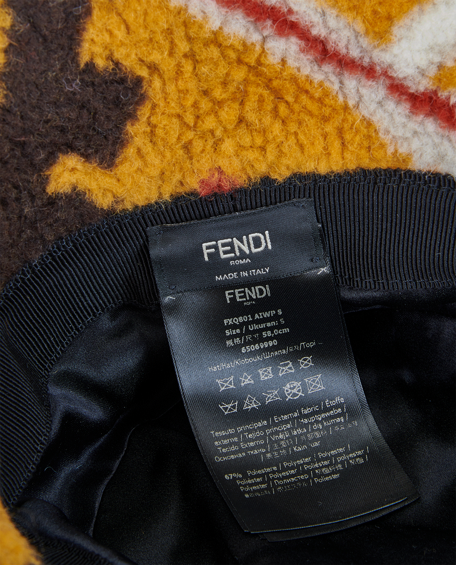 Fendi Abstract Print Teddy Bucket Hat, &pound;120, Accessories, Brown/Orange, Polyester Mix, Other view