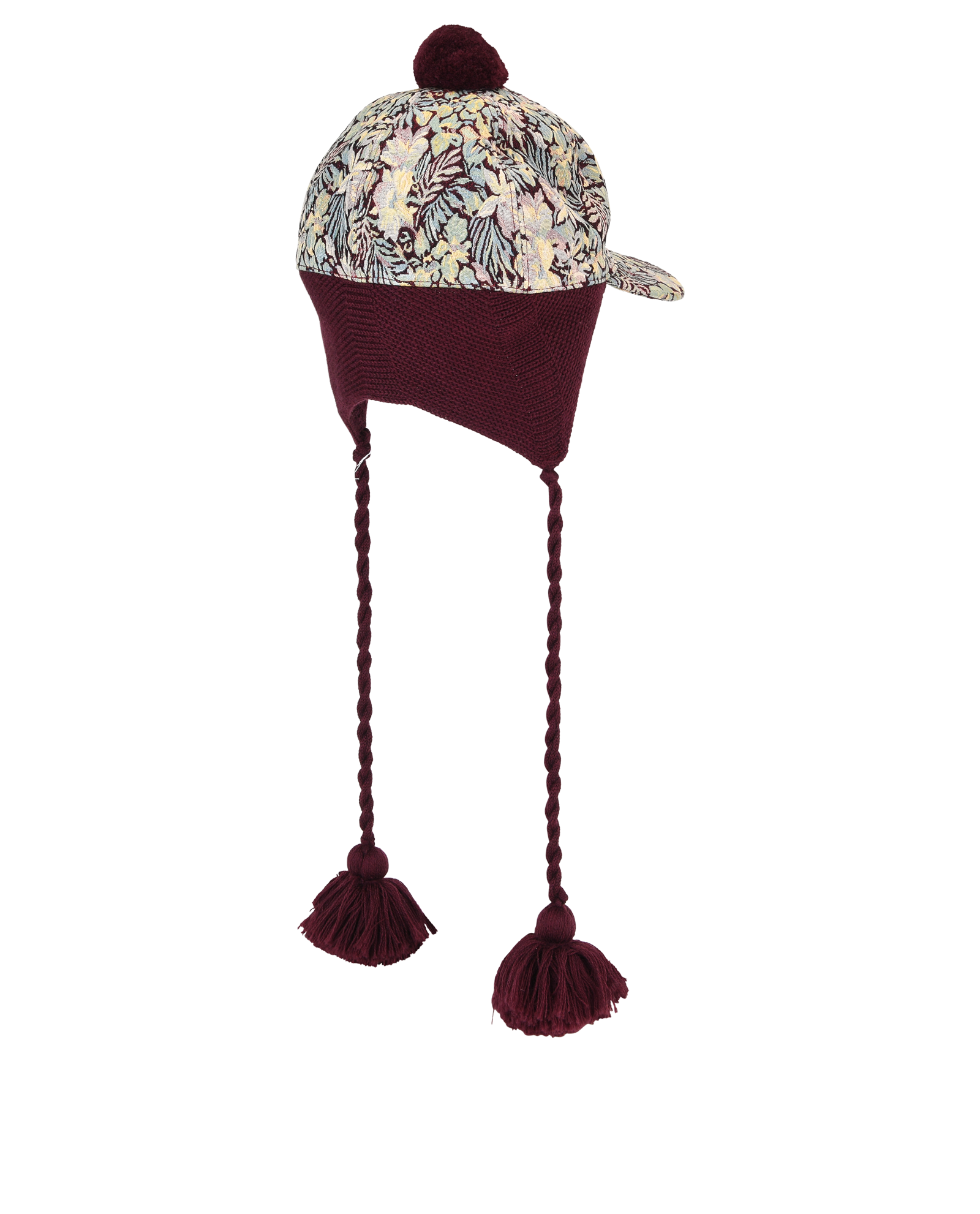 Gucci Jacquard Pom-Pom & Tassel Hat, &pound;140, Accessories, Burgundy, Cotton, Back view