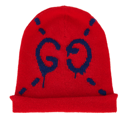 Gucci GG Graffiti Beanie, £120, Accessories, Red, Wool, Front view