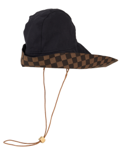 Louis Vuitton Rain Mackintosh Hat, Cotton, Brown/Damier Ebene, 3*