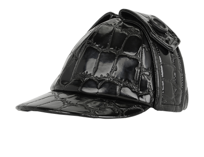 Miu Miu Croc Effect Cap, &pound;180, Accessories, Black, Polyester (Polymer), Front view