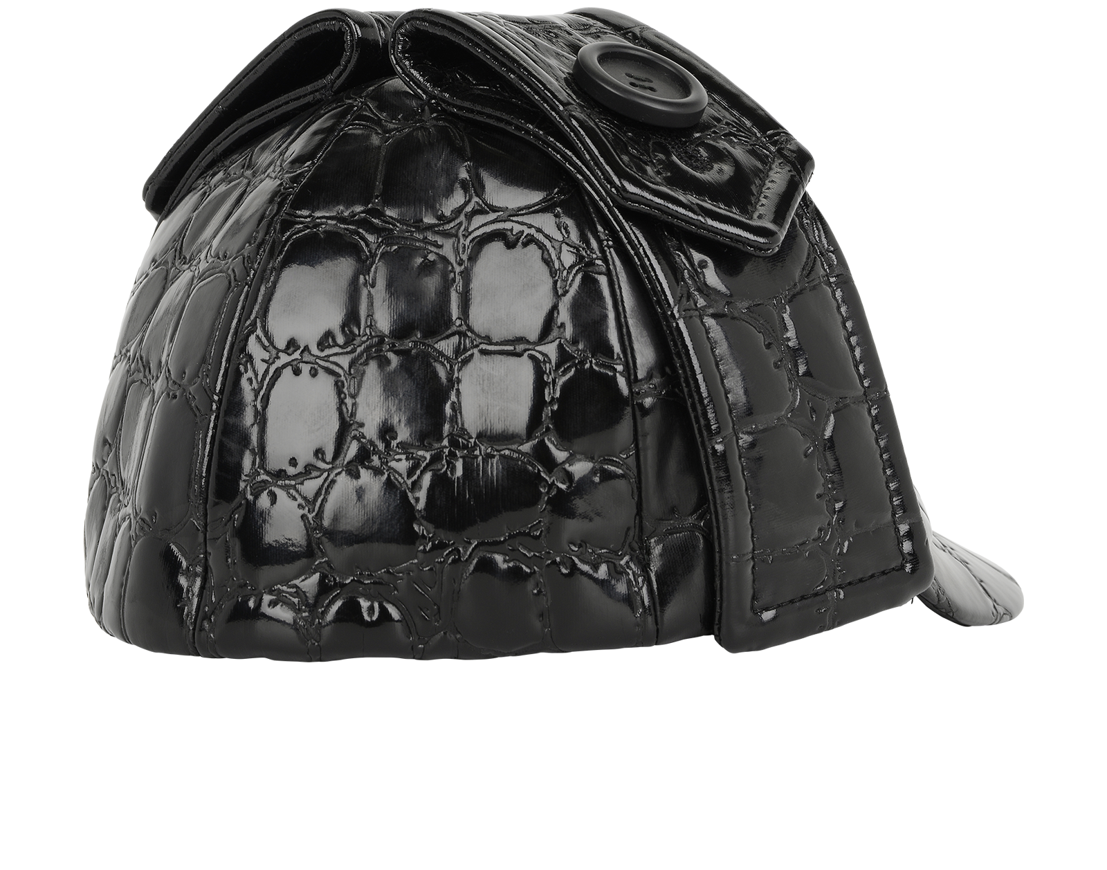 Miu Miu Croc Effect Cap, &pound;180, Accessories, Black, Polyester (Polymer), Back view