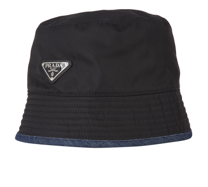 Prada Reversible Bucket Hat, £295, Accessories, Black/Blue, Cotton/Nylon, Front view