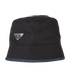 Prada Reversible Bucket Hat, £295, Accessories, Black/Blue, Cotton/Nylon, Front view