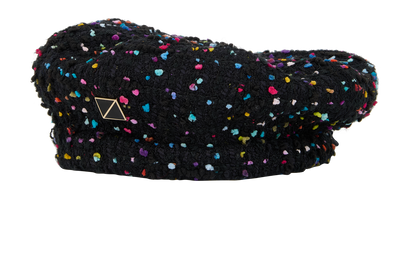 Valentino Dot-Jacquard Tweed Beret, &pound;150, Accessories, Black, Viscose, Front view