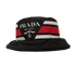 Prada Re-Nylon Logo Puffer Bucket Hat, &pound;150, Accessories, Black, Polyester (Polymer), Front view