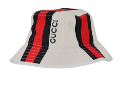 Gucci Bucket Hat, Cotton, White/Red/Blue, 58 cm, DB, 3*