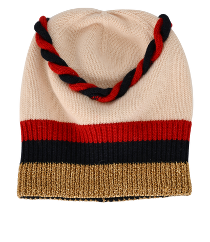 Gucci Stripe Beanie, &pound;190, Accessories, Blue/Cream/Gold/Red, Cashmere/Wool, Front view