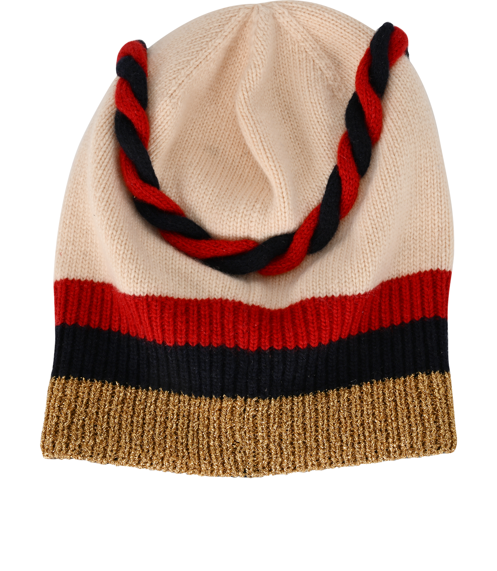 Gucci Stripe Beanie, &pound;190, Accessories, Blue/Cream/Gold/Red, Cashmere/Wool, Back view