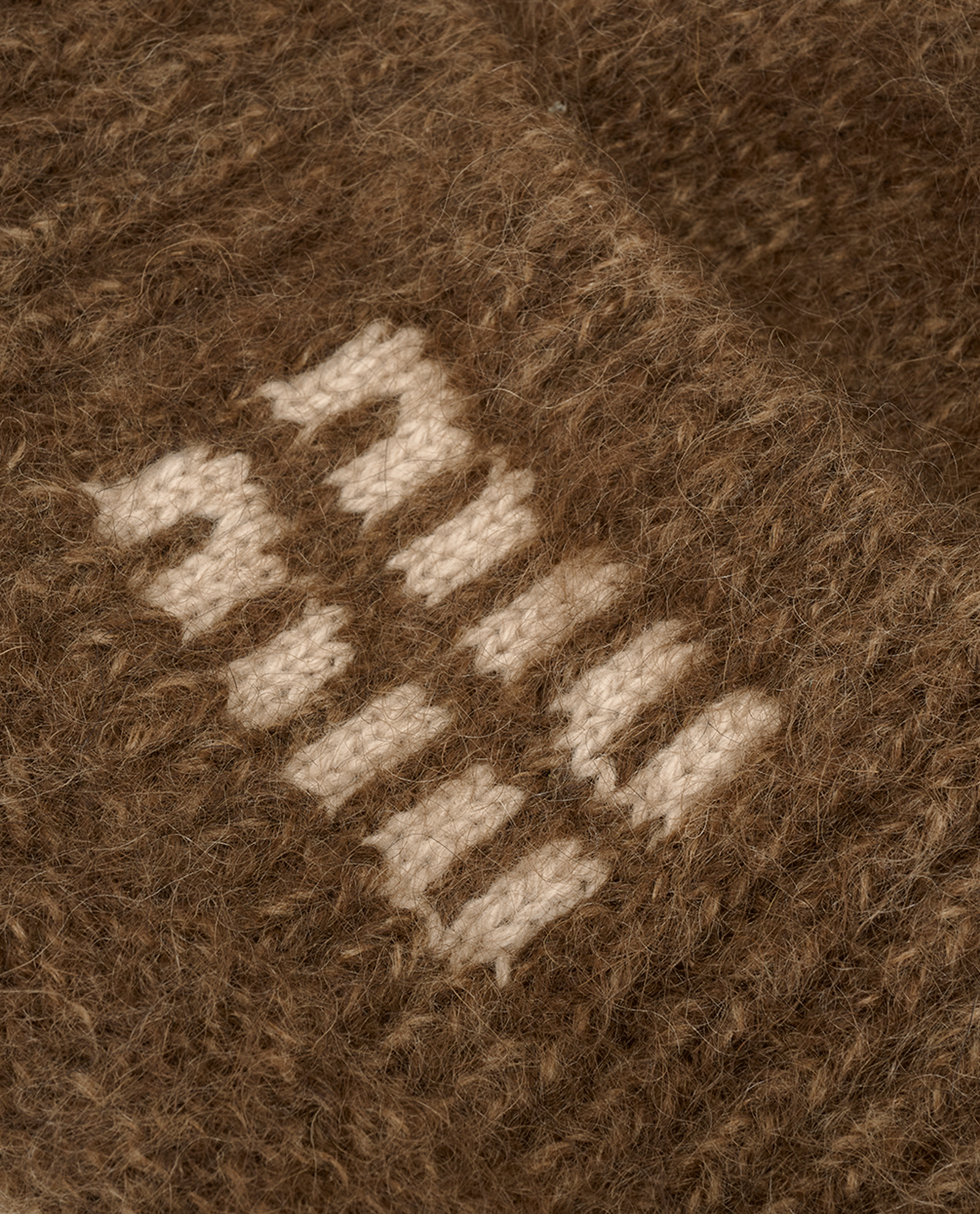 Miu Miu Logo Knit Beanie, &pound;210, Accessories, Brown, Mohair/Polyester (Polymer), Other view