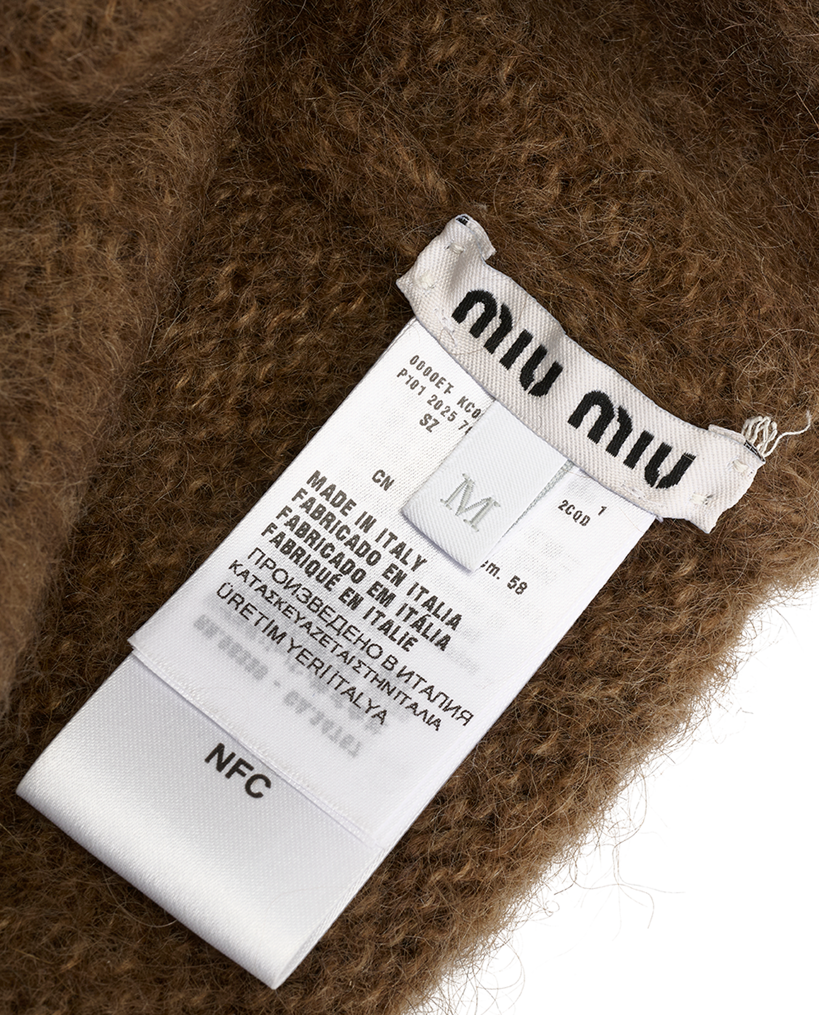 Miu Miu Logo Knit Beanie, &pound;210, Accessories, Brown, Mohair/Polyester (Polymer), Other view