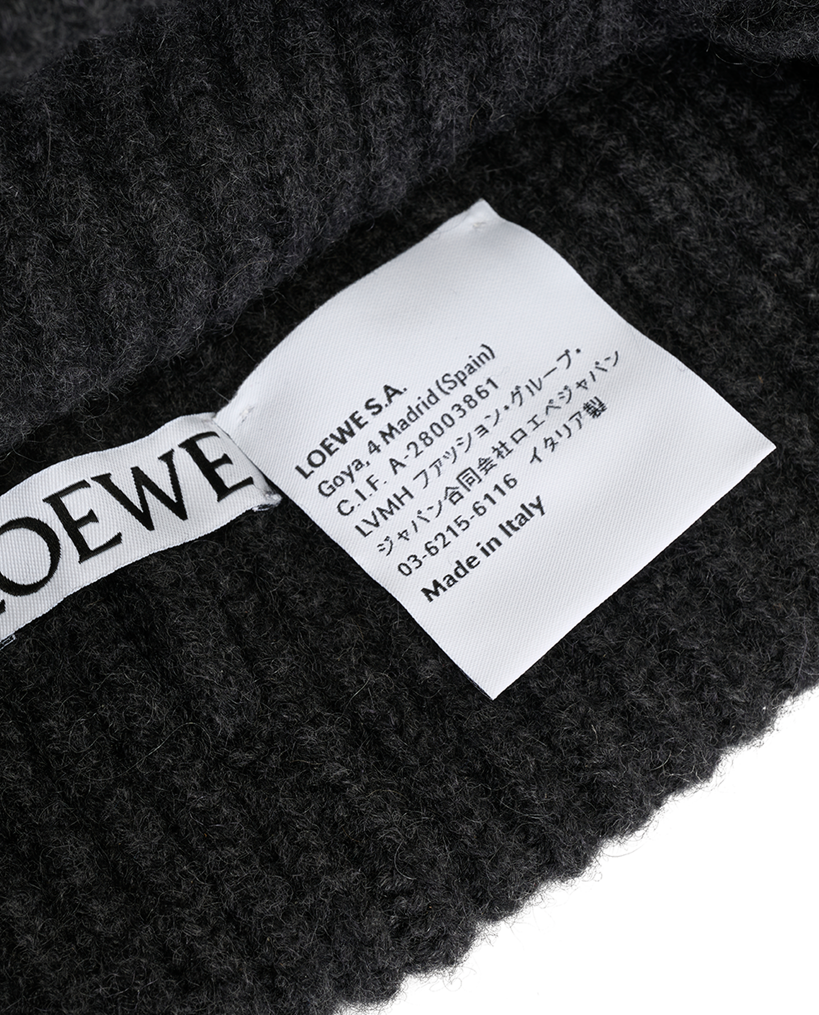 Loewe Anagram Beanie, &pound;220, Accessories, Grey, Cashmere, Other view