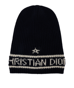 Christian Dior D-White Beanie, Cashmere, Navy, Sz OS, 3*