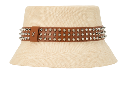 Christian Louboutin Bobino Spikes Bucket Hat, &pound;295, Accessories, Beige, Raffia, Front view