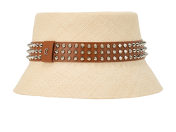 Christian Louboutin Bobino Spikes Bucket Hat, Panama Plant, Beige, SzS, 3*