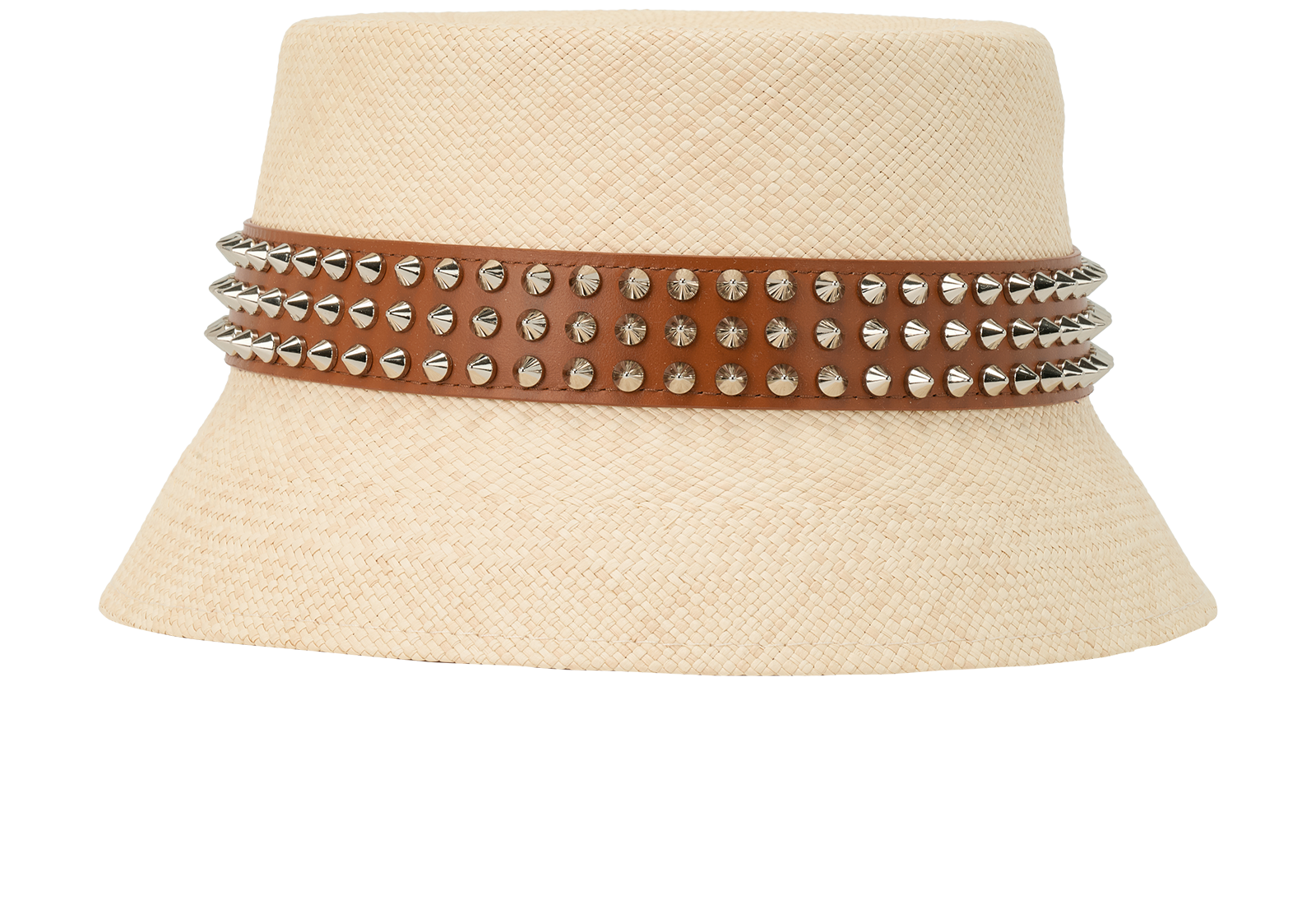 Christian Louboutin Bobino Spikes Bucket Hat, &pound;295, Accessories, Beige, Raffia, Back view