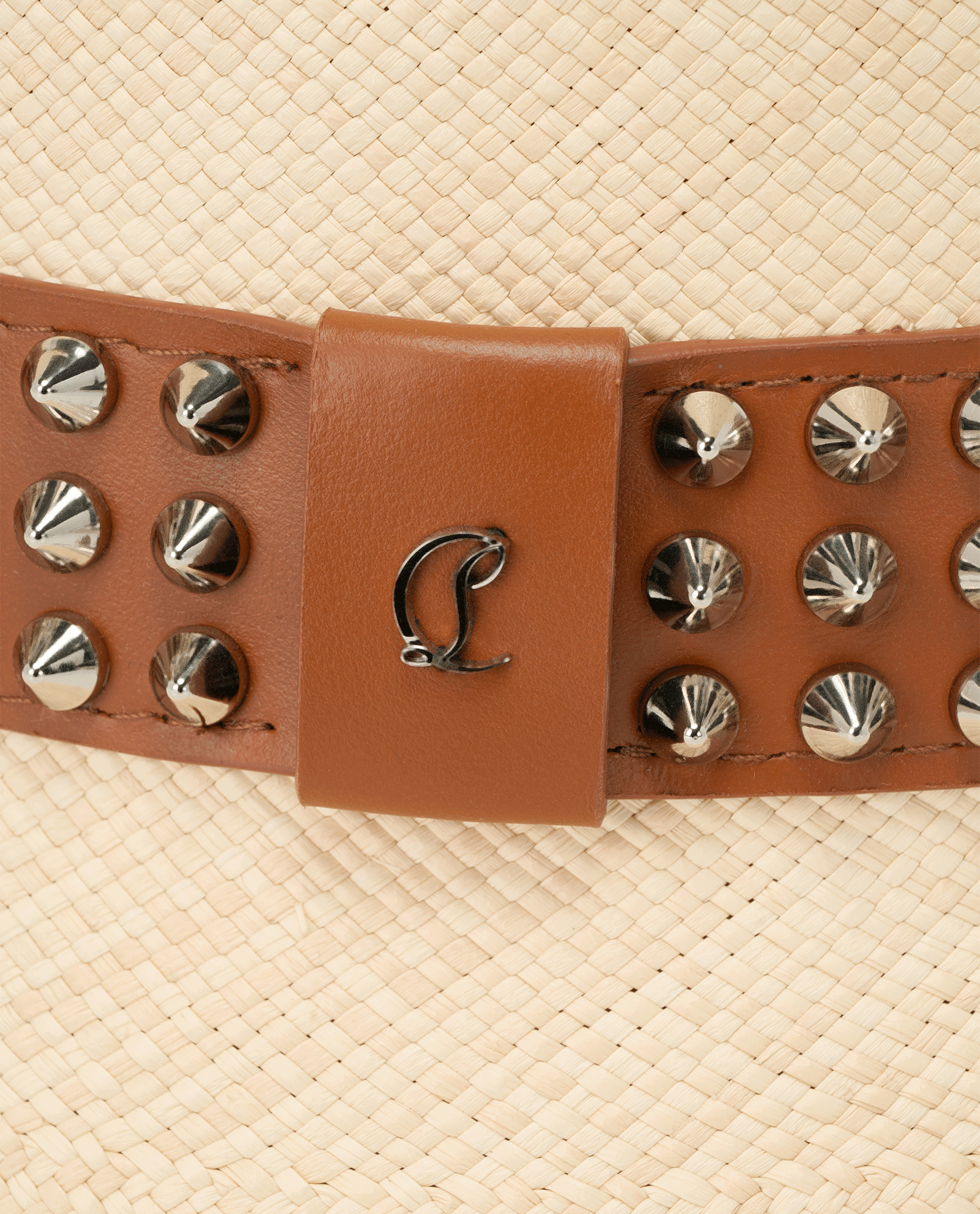 Christian Louboutin Bobino Spikes Bucket Hat, &pound;295, Accessories, Beige, Raffia, Other view